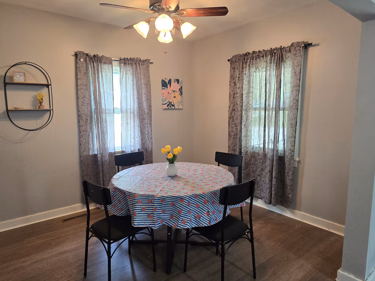 Dining area inside The Cozy Cottage